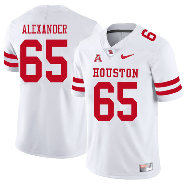 2018 Men #65 Bo Alexander Houston Cougars College Football Jerseys Sale-White